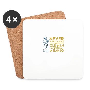 Never Underestimate An Old Man With A Banjo - Coasters (set of 4) - white - Front