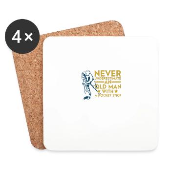 Ne sous-estimez jamais le hockey d’un vieil homme - Dessous de verre (lot de 4) - blanc - Devant
