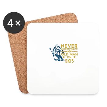 Never Underestimate An Old Man On Skis Skiing Ski - Coasters (set of 4) - white - Front