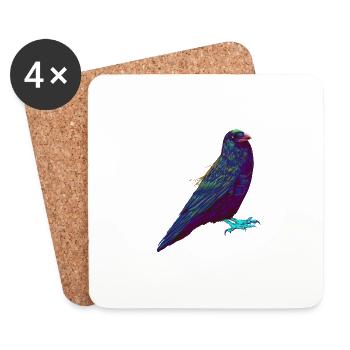 Splash Bird Corbeau Corbeau - Dessous de verre (lot de 4) - blanc - Devant