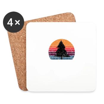 Happy Tree Outdoor Mountain Hiking Bigfoot - Coasters (set of 4) - white - Front