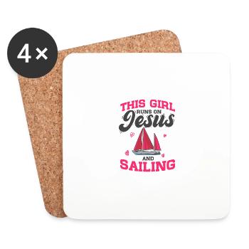 Sail Sailor This Girl Runs On Jesus And Sailing - Coasters (set of 4) - white - Front