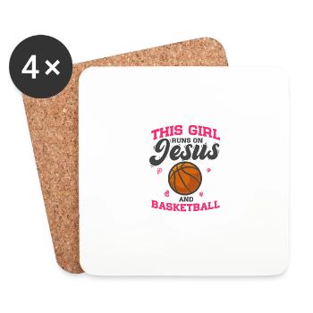 Hoop Game This Girl Runs On Jesus And Basketball - Coasters (set of 4) - white - Front