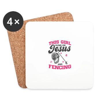 Fechtsport This Girl Runs On Jesus And Fencing - Untersetzer (4er-Set) - Weiß - Vorne