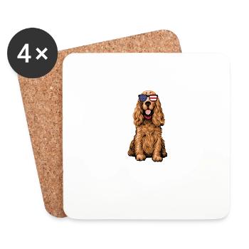 Cocker Spaniel 4 juillet Patriotic Américain - Dessous de verre (lot de 4) - blanc - Devant