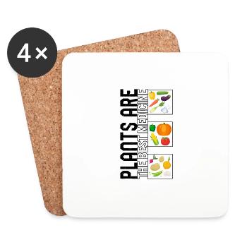 Chemise de légumes, les plantes sont le meilleur médicament, - Dessous de verre (lot de 4) - blanc - Devant