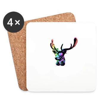 Deer DJ Neon Cool and Funny Music Animal With - Coasters (set of 4) - white - Front