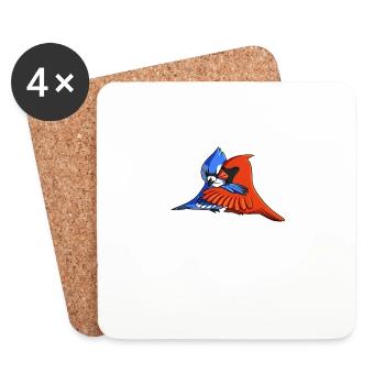 Blue Jay Bird Hugging Northern Cardinal - Coasters (set of 4) - white - Front