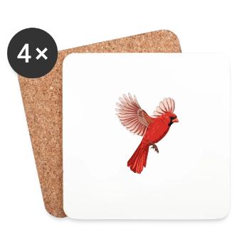 Oiseau volant Cardinal Rouge - Dessous de verre (lot de 4) - blanc - Devant