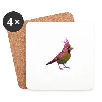 Splash Bird Coloré Red Cardinal - Dessous de verre (lot de 4) - blanc - Devant