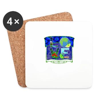 Love World Earth Day Environmental Shirt, Gift - Coasters (set of 4) - white - Front