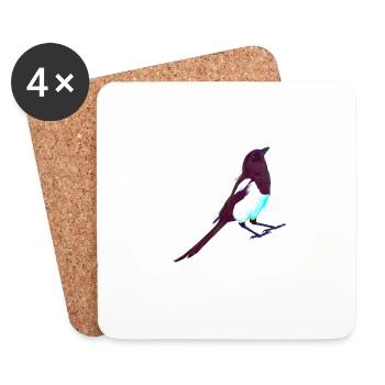 Pie d’oiseau Splash colorée - Dessous de verre (lot de 4) - blanc - Devant