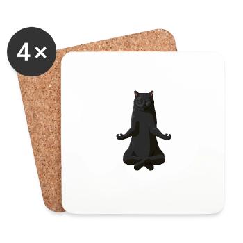 Drôle de yoga british shorthair cat - Dessous de verre (lot de 4) - blanc - Devant