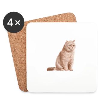 Sitting Cream British Shorthair Cat - Coasters (set of 4) - white - Front