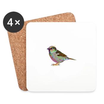 Colorful Splash Bird Sparrow - Coasters (set of 4) - white - Front