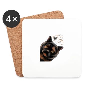 Neugierige Tortoiseshell Britisch Kurzhaar Katze - Untersetzer (4er-Set) - Weiß - Vorne