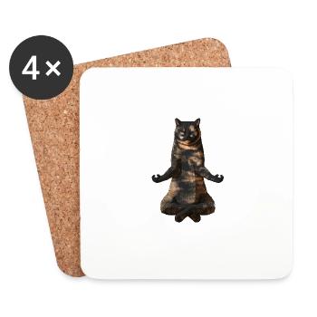 Yoga Tortoiseshell British Shorthair Cat - Dessous de verre (lot de 4) - blanc - Devant