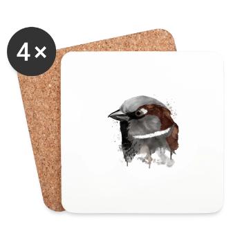 Splash Bird Sparrow - Coasters (set of 4) - white - Front