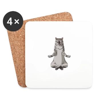 Drôle de yoga Smoke British Shorthair Cat - Dessous de verre (lot de 4) - blanc - Devant