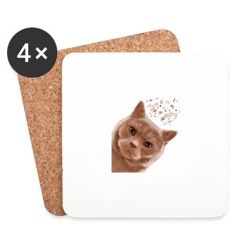 Lustige Neugierige Cream Britisch Kurzhaar Katze - Untersetzer (4er-Set) - Weiß - Vorne