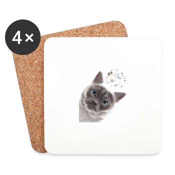 Neugierige Colourpoint Britisch Kurzhaar Katze - Untersetzer (4er-Set) - Weiß - Vorne