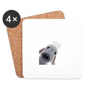 Drôle de chien curieux Bedlington Terrier - Dessous de verre (lot de 4) - blanc - Devant