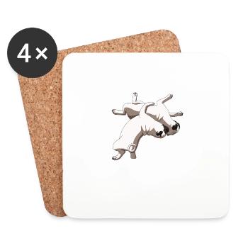 Funny Wrestling Dog Wrestler Pug - Coasters (set of 4) - white - Front