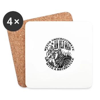Never Underestimate An Old Man With A Motorcycle - Coasters (set of 4) - white - Front