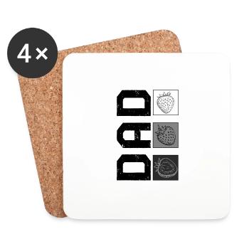 Chemise à la fraise, T-shirt à la fraise de papa, T-shirt à la fraise du père, chemise à la fraise du - Dessous de verre (lot de 4) - blanc - Devant