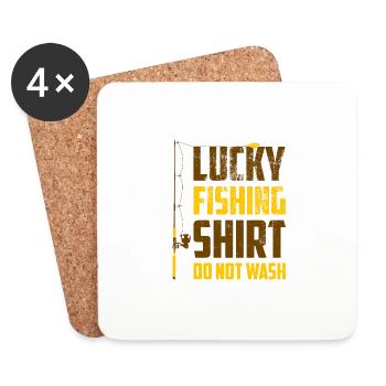Lucky Fishing Shirt. Funny T-Shirt Great Gift For - Coasters (set of 4) - white - Front