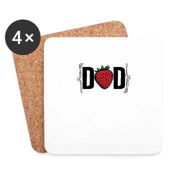 Chemise de papa à la fraise, papa amateur de fruits à la fraise - Dessous de verre (lot de 4) - blanc - Devant