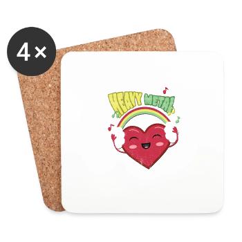 Heavy Metal Cute Heart - Coasters (set of 4) - white - Front