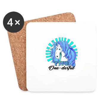 Diabetes Awareness Shirt, Typ Eins Derful Süß - Untersetzer (4er-Set) - Weiß - Vorne