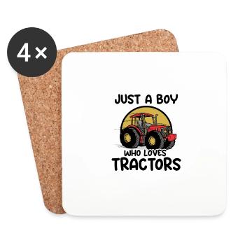 Juste un garçon qui aime les tracteurs Tracteur fermier - Dessous de verre (lot de 4) - blanc - Devant