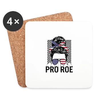 Pro Choice Shirt, Pro Roe Cute Messy Bun 1973 Tee - Dessous de verre (lot de 4) - blanc - Devant