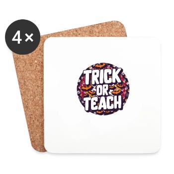Chemise d’enseignant d’Halloween, astuce ou enseignement mignon - Dessous de verre (lot de 4) - blanc - Devant