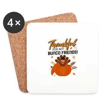 Chemise de Thanksgiving, Thankful For My Bunco Friends - Dessous de verre (lot de 4) - blanc - Devant