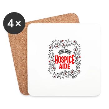 Hospice Shirt, Hospice Aide Floral Tee, - Coasters (set of 4) - white - Front
