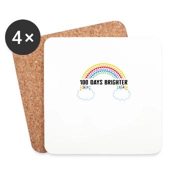 Chemise d’école, 100 Days Brighter Rainbow Tee, dos - Dessous de verre (lot de 4) - blanc - Devant