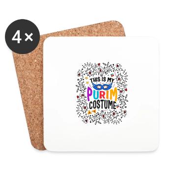 Chemise Pourim, c’est mon t-shirt floral de costume de Pourim, - Dessous de verre (lot de 4) - blanc - Devant