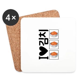 Korea Shirt, 김치 I Love Kimchi Hangul Tee, Korean - Coasters (set of 4) - white - Front