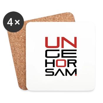 UNGEHORSAM schwarz-rot - Untersetzer (4er-Set) - Weiß - Vorne