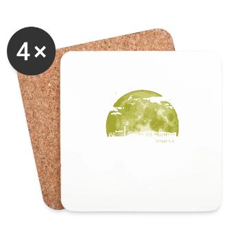 ATHENS Moon Light Night Stars Skyline - Coasters (set of 4) - white - Front