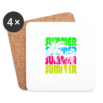 Palm Trees In Summer - Coasters (set of 4) - white - Front