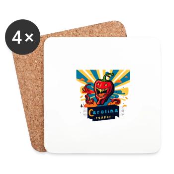Carolina Reaper Hot Pepper Chili Head Funny Food - Dessous de verre (lot de 4) - blanc - Devant