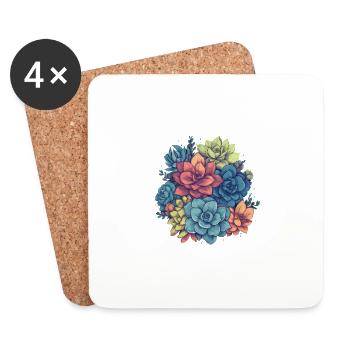 Succulent Cactus Blooming Cacti Lover Wildflower - Dessous de verre (lot de 4) - blanc - Devant
