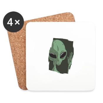 UFO Alien Greetings - Coasters (set of 4) - white - Front