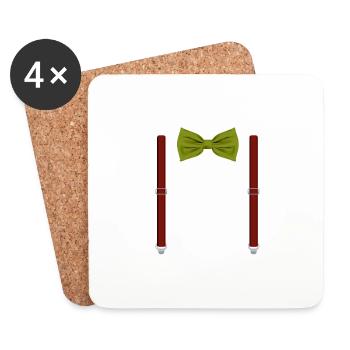 Funny Green Bow Tie with red Suspenders Perfect - Coasters (set of 4) - white - Front