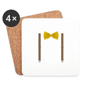 Funny Yellow Bow Tie with Suspenders Perfect - Coasters (set of 4) - white - Front