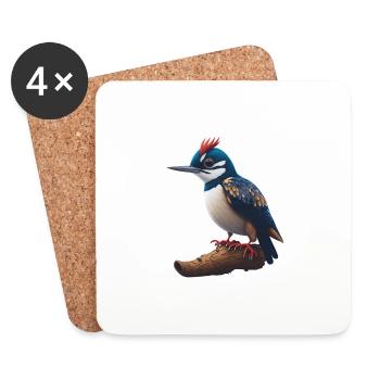 Great spotted woodpecker - Coasters (set of 4) - white - Front